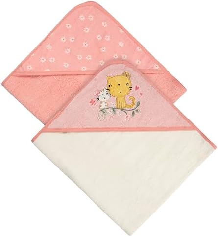 Gerber 2-Pack Baby Girls Kitty Floral Hooded Towel