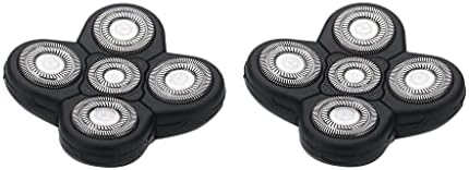 Men Electric Shavers Replacement Heads 5 in 1 Razor Replaceable Alternate Floating Washable Blade Trimmers Head (Black-2pcs)