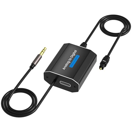 Analog to Digital Audio Converter 3.5mm to Optical Audio Adapter for Enhanced Sound Toslink Optical Output with Optical Cable for TVs, Gaming Consoles, Computers, and projectors etc