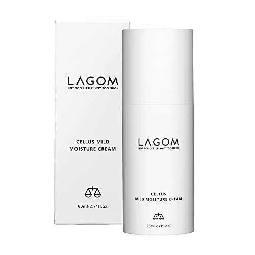 LAGOM Cellus Mild Moisture Cream Natural Moisturizer with D-panthenol, Green Tea Extract, Aqualicia, Hypoallergenic, Fragrance-Free, Refreshing Herbal Face Lotion for Sensitive Skin 2.71 Fl Oz