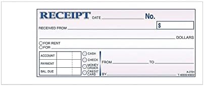 Adams Money and Rent Receipt Book, 2-Part, Carbonless, 2.75 x 7.19 Inch, 50 Sets, White and Canary (DC2701)