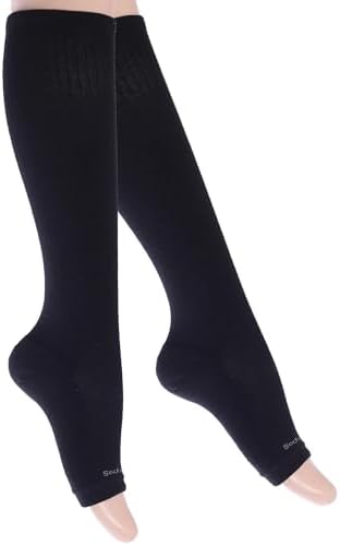 Toeless Cotton Compression Socks for Women & Men. 15-20 mmHg Knee-High Support - 1 pair