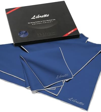 Libretto Microfiber Polish Cloth, 3 Useful Sizes in 1 Pack, Violin and Cello Cleaning & Polishing Products, Blue, Lint-Free, Super Soft, Gift, for Piano, Guitar, Ukulele, Trumpet, Saxophone, Laptop