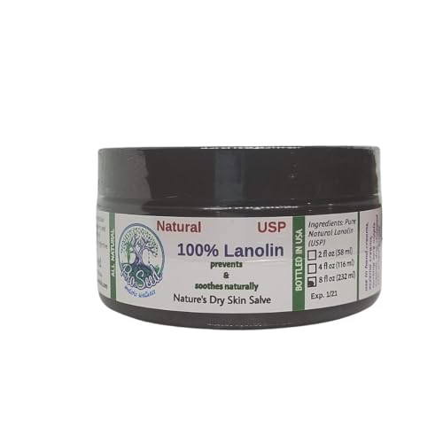 100% Pure Lanolin Cream - Handmade, Unrefined Balm for Dry & Itchy Skin, Cracked Lips, Breastfeeding, Baby Care, Nursing Essentials & Petroleum-Free, Perfect for Hands, Face & Paw Care - 8oz