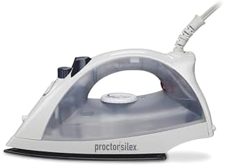 Proctor Silex Iron & Vertical Steamer for Clothes with Nonstick Soleplate, 1200 Watts, Adjustable Spray and Blast Steam Settings, Auto Shutoff, White (17150Y)
