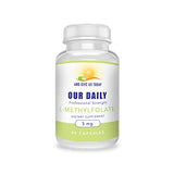 Our Daily Vites L-Methylfolate 5 mg / 5000 mcg Maximum Strength Active Folate, 5-MTHF, Filler Free, Gluten Free, Non-GMO, Vegetarian Capsules 90 Count (3 Month Supply)