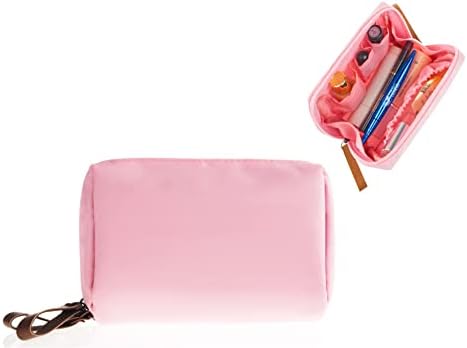 Small Makeup Bag, Portable Waterproof Cosmetic Bag Travel Makeup Pouch for Women (Pink, Square)