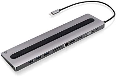 IOGEAR USB-C 8 Port Low Profile Docking Station - 4K@30Hz - 1 HDMI - 1 DisplayPort - 1 VGA - 1 Ethernet - 3 USB 3.0 A Ports - 1 USB-C 100W Charging Only - Card Reader Slot - 1 3.5mm - GUD3C02B