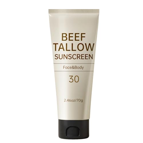 Tallow Sunscreen, Beef Tallow for Skin, Organic Beef Tallow Sunscreen, Unscented Grass-Fed Beef Tallow Natural Moisturizing Cream for All Skin Type Deep Hydration Non Greasy Anti White Cast