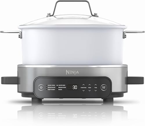 Ninja Foodi MC1100 6.5 Qt PossibleCooker 6-in 1 MultiCooker Replaces 10 Appliances Fast Cook Slow Cook Sear Rice Pasta 500°F Oven-Safe One-Pot Meals 7lb Capacity Easy Clean Compact Design (White)