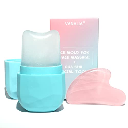 Ice Roller for Face and Eye, Gua Sha Face Massage, Skin Care Set Facial Beauty Ice Roller, Silicone Ice Mold for Face Beauty(Blue)