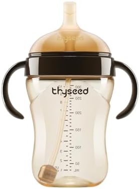 PPSU Weighted Straw Cup with Handles Toddlers Transition Bottles to Sippy Cups No Spill Learner Milk Water Baby Bottle Soft Silicone Spout Dishwasher Safe BPA Free 6+ Months 10oz/300mL 1 Pack