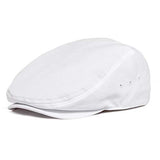 JANGOUL Men Ivy Cap Cotton Twill Newsboy Flat Cap (White, 7 5/8)