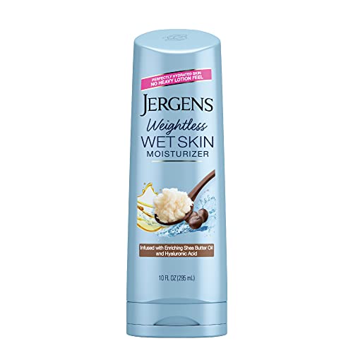 Jergens Wet Skin Body Moisturizer with Shea Butter Oil, Pure Shea Butter In Shower Bod Lotion, Moisturizer for Dry Skin, Fast-Absorbing, Non-Sticky, Dermatologist Tested, 10 Oz