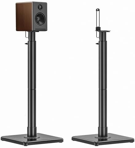 USX MOUNT Bookshelf Speaker Stands Pair, Height Adjustable Extends 32-42 inch for Rear Surround Sound Speakers, Floor Satellite Speaker Stands for Vizio Bose Sony JBL Klipsch Polk, Max Load 11 lbs