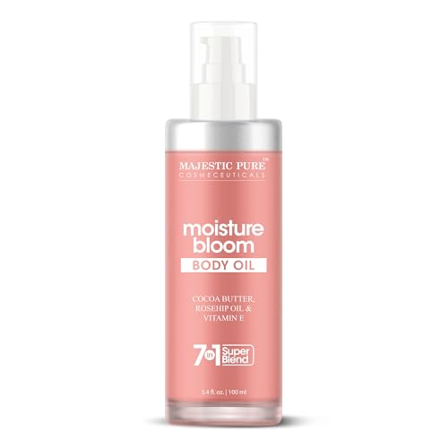 Majestic Pure Moisture Bloom Body Oil | 100% Pure & Natural | Repair Dry, Damaged Skin | Moisturizing Skin | Deep Moisturizing Formula | 3.4 Fl Oz