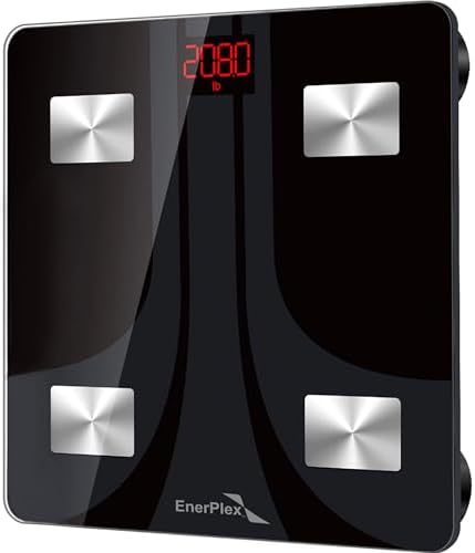 EnerPlex Fit 2020 Model Bluetooth Body Fat Scale, Weight Scales Digital Smart Body Composition Wireless Analyzer BMI Scale Health Monitor with Smartphone APP, 396 lbs BLACK