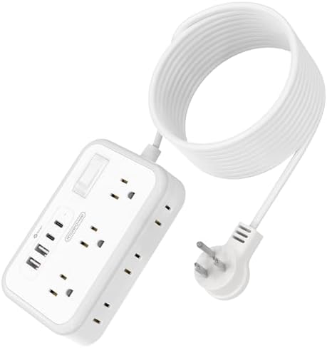 Extension Cord 15 ft, Surge Protector Power Strip with 6 Widely Outlets 4 USB Ports, Flat Plug, Wall Mount Outlet Extender, 1080 Joules, Multiple Outlets for Indoor Home Office, Dorm Room Essentials