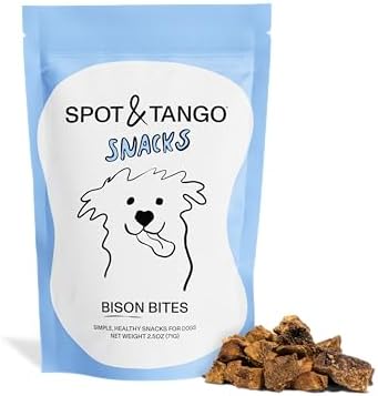 Spot & Tango Bison Bites Dog Treats - Single Ingredient, 100% Bison Kidney - Freeze-Dried Snacks - Grain & Gluten-Free - USA-Made - for Small, Medium, and Large Dogs