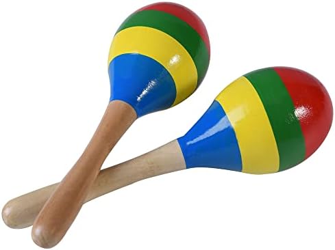 Maracas Hand Percussion Rattles, Wooden Rumba Shaker Musical Instrument for Kids Adults, Set of 2