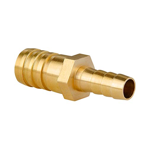 Quickun Brass Hose Barb Reducer 3/4" to 1/2" Barbed Reducer Fitting Reducing Splicer Mender Union Adapter for Air Water Fuel