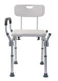 Essential Medical Supply Height Adjustable Shower and Bath Bench with Padded Arms, Contoured Back and Textured Shower Chair Seat