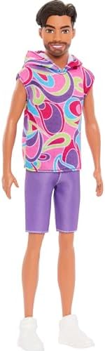 Barbie Fashionistas Ken Doll #227 with Look Inspired by The Totally Hair Look, Brunette with Short Beard & Slender Body Type, 65th Anniversary Collectible