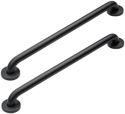 2 Pack 16 Inch Shower Grab Bars - Matte Black - Grab Bars for Showers, Bathtubs, Seniors, and Elderly