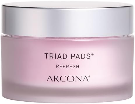 ARCONA Triad Pads - Cold Processed Cranberry and Rice Toner, Brightening Toner Pads for Face, 45 Facial Toner Pads. Made in The USA.