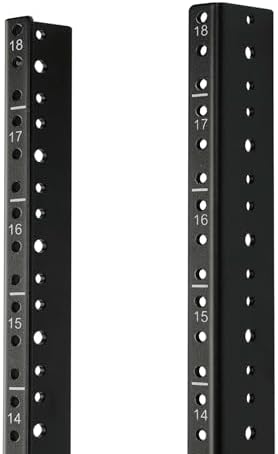 18U Vertical Rack Rail Pair Kit DIY Rack Rails Kit, 12-24 Screws Included to Mount Equipment, Tapped Hole, Black