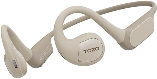 TOZO Upgraded Open Ear Headphones Bluetooth 5.3 Air Conduction Wireless Headphones Sport Earbuds with Premium Sound, 32 EQs via APP, Dual-Mic Call Noise Reduction Earphones with Hair Band for Cycling