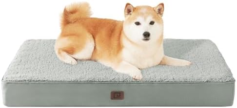 EHEYCIGA Orthopedic Dog Beds for Large Dogs with Removable Washable Cover, Greyish Green, 36x27