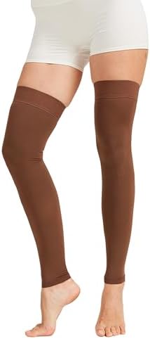 NURCOM 15-20 mmHg Compression Stockings for Women & Men, Footless Thigh High Compression Sleeves with Dot Silicone Band, Graduated Support Pressure Stockings-Ideal for Athletic, Medical, Travel Use