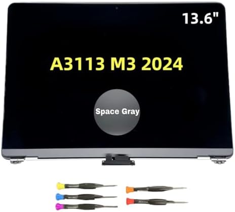 New LCD for MacBook Air Retina 2024 M3 A3113 EMC 8611 MRXP3 MRXR3 MRXU3 MRXN3 MRXQ3 MRXT3 MRXV3 13.6inch 2560x1664 Full LCD Screen Display Assembly Space Grey