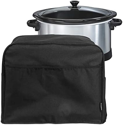 Crutello Crock Pot Cover, Waterproof Crock Pot Cover - Small Appliance Dust Cover 18.57" x 8.5" x 11.75" - Black, Compatible with Hamilton Beach 6, 7 or 8 Quart Slow Cooker