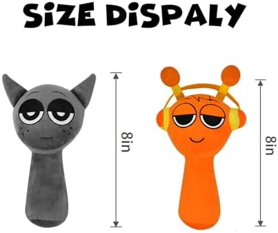 Sprunki Plush Toys, Horror Games Plushies Toy for Fans, Soft Stuffed Animal Pillow Figure Doll Christmas Birthday Gifts for Adult Kids (Gray+Orange)
