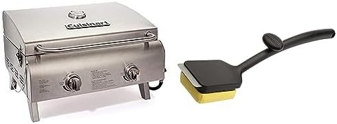 Cuisinart CGG-306 Chef's Style Portable Propane Tabletop 20,000 BTU Professional Gas Grill + Cuisinart CCB-1000 Grill Renew Steam Cleaner Brush