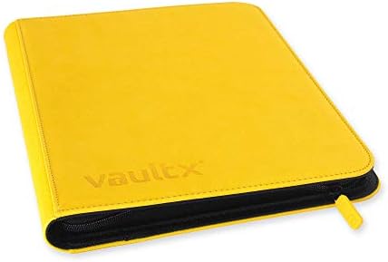 Vault X Premium Exo-Tec® Zip Binder - 9 Pocket Trading Card Album Folder - 360 Side Loading Pocket Binder for TCG (Yellow)
