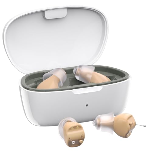 Hearing Aids for Seniors, Invisible Hearing Amplifiers with Noise Cancelling, Rechargeable Hearing Aids for Severe Hearing Loss Adults, Comfort In-ear Hearing Devices