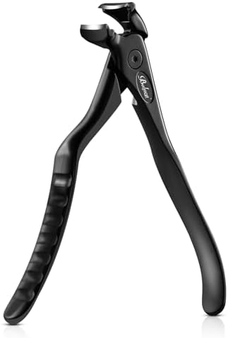 BALUCA Ergonomic Nail Clipper for Seniors - Toenail Clipper for Thick Toenails and Fingernails, Long Handle Nail Clippers with Catcher, Precision Nail Trimmer for Men and Women - Black