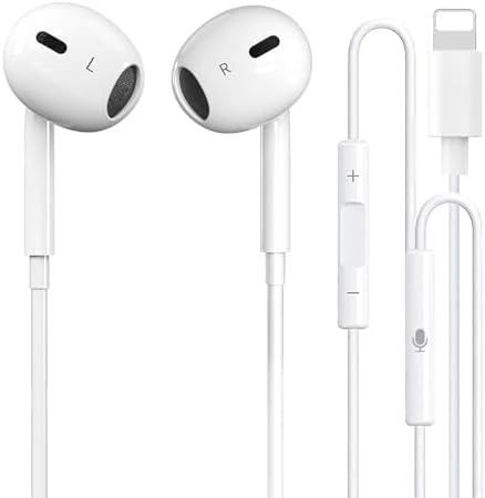 iPhone Headphones Earbuds [MFI Certified] Wired in-Ear Headphones with Lightning Connector (Built in Microphone & Volume Control) Compatible with iPhone 14/13/12/11/XR/XS/X/8/7/SE/Plus/Pro/Pro Max