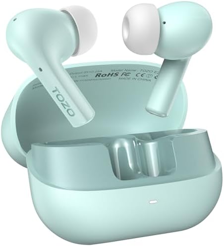 TOZO E2 Wireless Earbuds with 2 Mics AI Call Noise Cancellation, 10mm Drivers with Powerful Bass, App Customize 32 EQs, 30H Playtime, Bluetooth 5.3 Ear Buds, Comfort Fit in-Ear Headphones