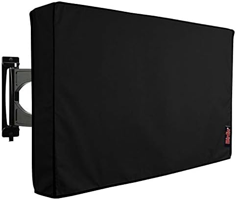 iBirdie Outdoor TV Cover 52 to 55 inch Weatherproof, Cover Size 52''L x 31''H, Waterproof for Outside Flat Screen 52 to 55 inch TV, Black, 600D Thick Fabric Screen Protector with Bottom