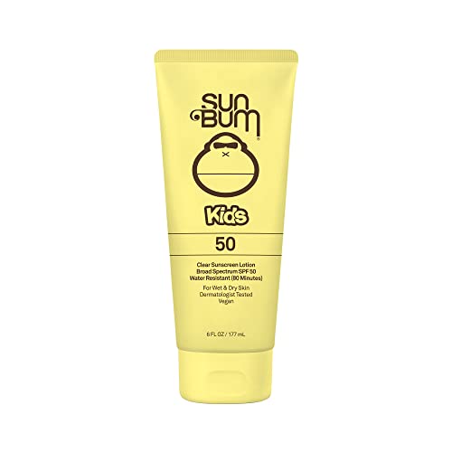 Sun Bum Kids SPF 50 Sunscreen Clear Body Lotion | Broad Spectrum Water-Resistant Sunblock with Vitamin E | Wet or Dry Skin Application | Hawaii 104 Act Compliant (Octinoxate & Oxybenzone Free) | 6 oz