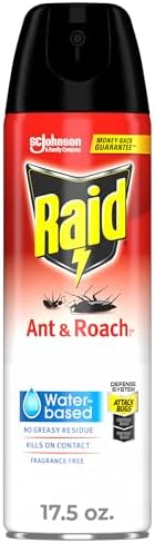 Raid Ant & Roach Aerosol Bug Spray, Water-Based Formula Insecticide With No Greasy Residue, Kills On Contact, 17.5 oz