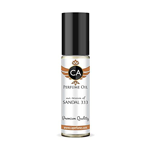 CA Perfume Impression of Sandal 333 For Men Replica Fragrance Body Oil Dupes Alcohol-Free Essential Aromatherapy Sample Travel Size Concentrated Long Lasting Attar Roll-On 0.3 Fl Oz/10ml