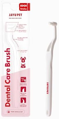 JAYU PET Dental Care Brush (Edge Bristles) - Micro Round Head Toothbrush for Cats & Small Dogs with End-tuft Diagonal-Shaped Bristles & Easy Grip Handle