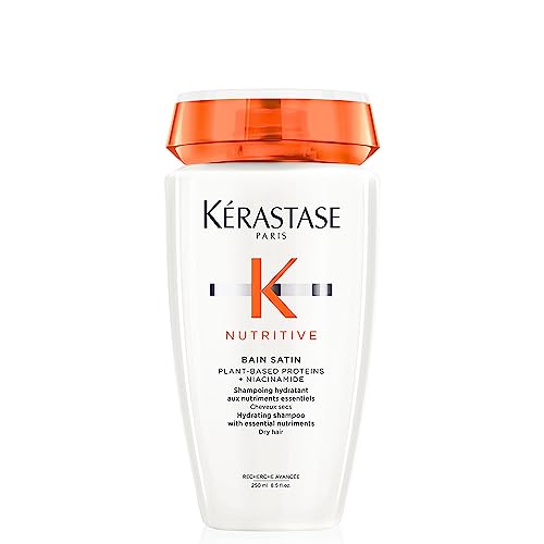 Kerastase Nutritive Bain Satin Shampoo | Gently Cleanses & Replenishes Moisture for Soft, Shiny Hair | With Plant-Based Proteins & Niacinamide | For Fine to Medium Dry Hair