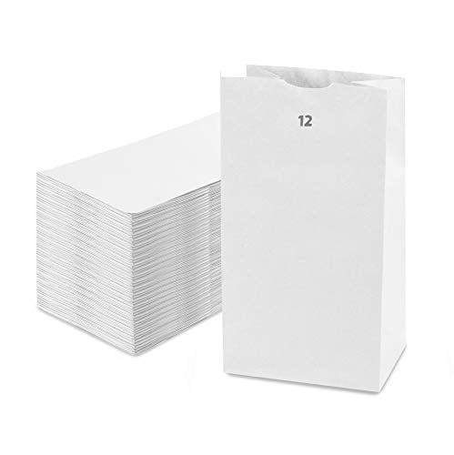 Fit Meal Prep 500 Pack 12 lb White Paper Lunch Bags, 13 x 7 x 4.5" Durable Paper Bags Bulk for Packing, Delivery, Take Out, Grocery, Retail Shopping, Premium Paper Sack for Snacks, Bakery