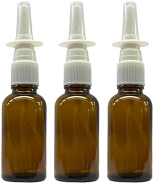 Amber Glass 1 oz Nasal Sprayer! EMPTY, Refillable, Travel Sized, Quality Glass for Saline Applications! (3 Pack)